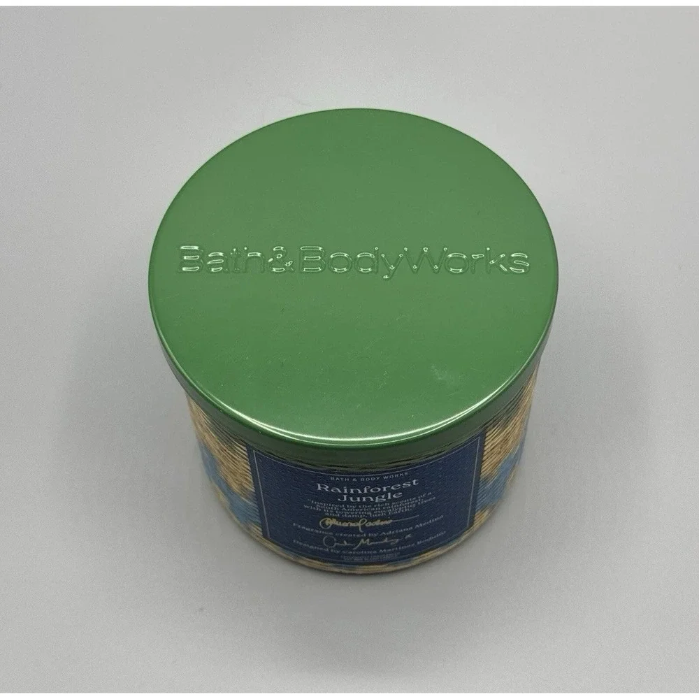 Bath & Body Works 3 Wick Candle RAINFOREST JUNGLE By Adriana Medina DISCONTINUED